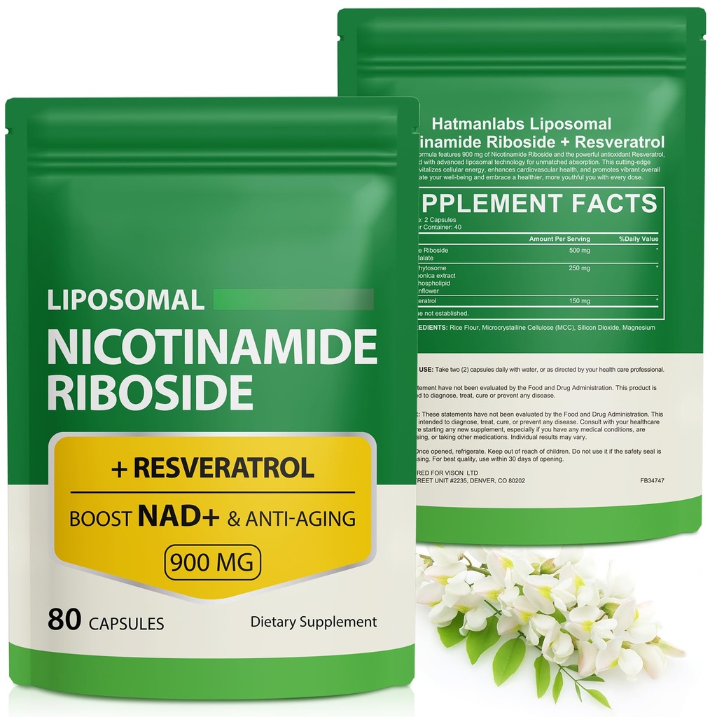 NAD Supplement with Nicotinamide Riboside - Resveratrol,Liposomal Nicotinamide Riboside,Quercetin - High Purity NAD Supplement for Anti-Aging, Focus, Energy 160 Capsules (2 Bag)