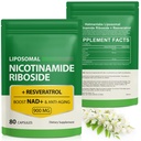 NAD Supplement with Nicotinamide Riboside - Resveratrol,Liposomal Nicotinamide Riboside,Quercetin - High Purity NAD Supplement for Anti-Aging, Focus, Energy 160 Capsules (2 Bag)