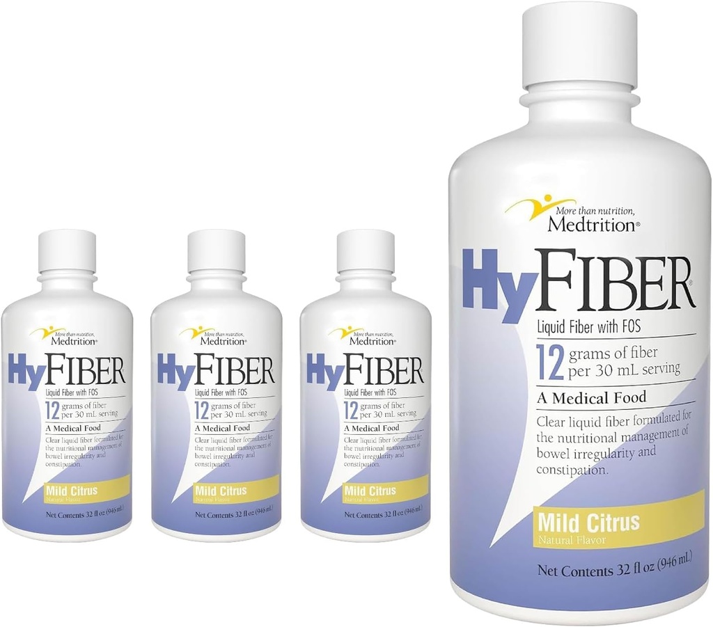 Medtrition HyFiber Daily Liquid Fiber for Standardity and Soft Stools, 12 grams Liukoinen kuitu, 32 fl oz 4 pakkaus