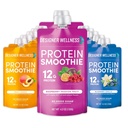 Designer Wellness Protein Smoothie, Real Fruit, 12g Protein, Low Carb, Nolla Lisätty Sokeri, Gluteeniton, ei-GMO, Ei keinotekoisia värejä tai makuja, Super Fruits Variety Pack, 12 Count