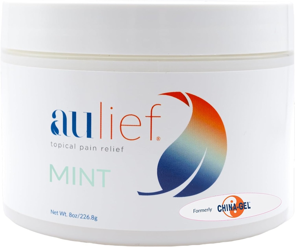 China-Gel Aulief Pain Relief Cream Arthritis & Muscle Rub for Sore Muscles & Joint Pain, Neck, Knee & Back Aches, Premium Mint Green Topical Gel, 8 oz Jar