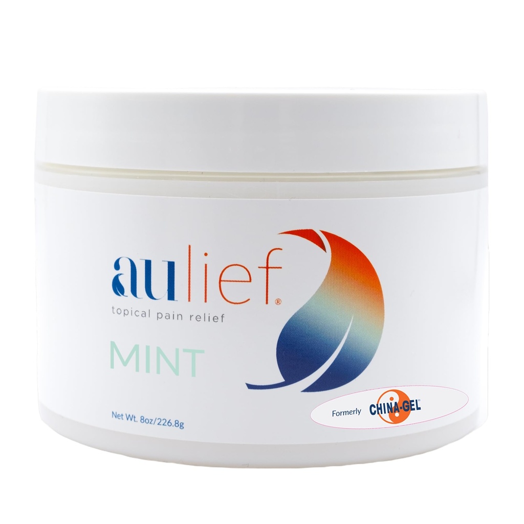 China-Gel Aulief Pain Relief Cream Arthritis & Muscle Rub for Sore Muscles & Joint Pain, Neck, Knee & Back Aches, Premium Mint Green Topical Gel, 8 oz Jar