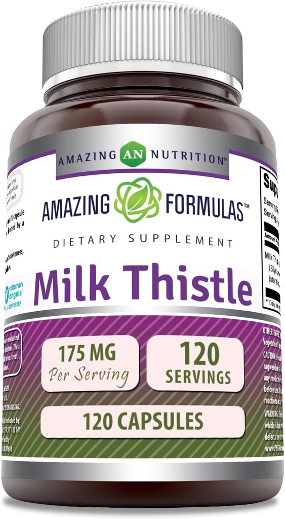 Incredibile Formulas Milk Thistle Supplemento | 175 Mg per Serving | 120 capsule | Non-GMO | Gluten-Free | Made in USA