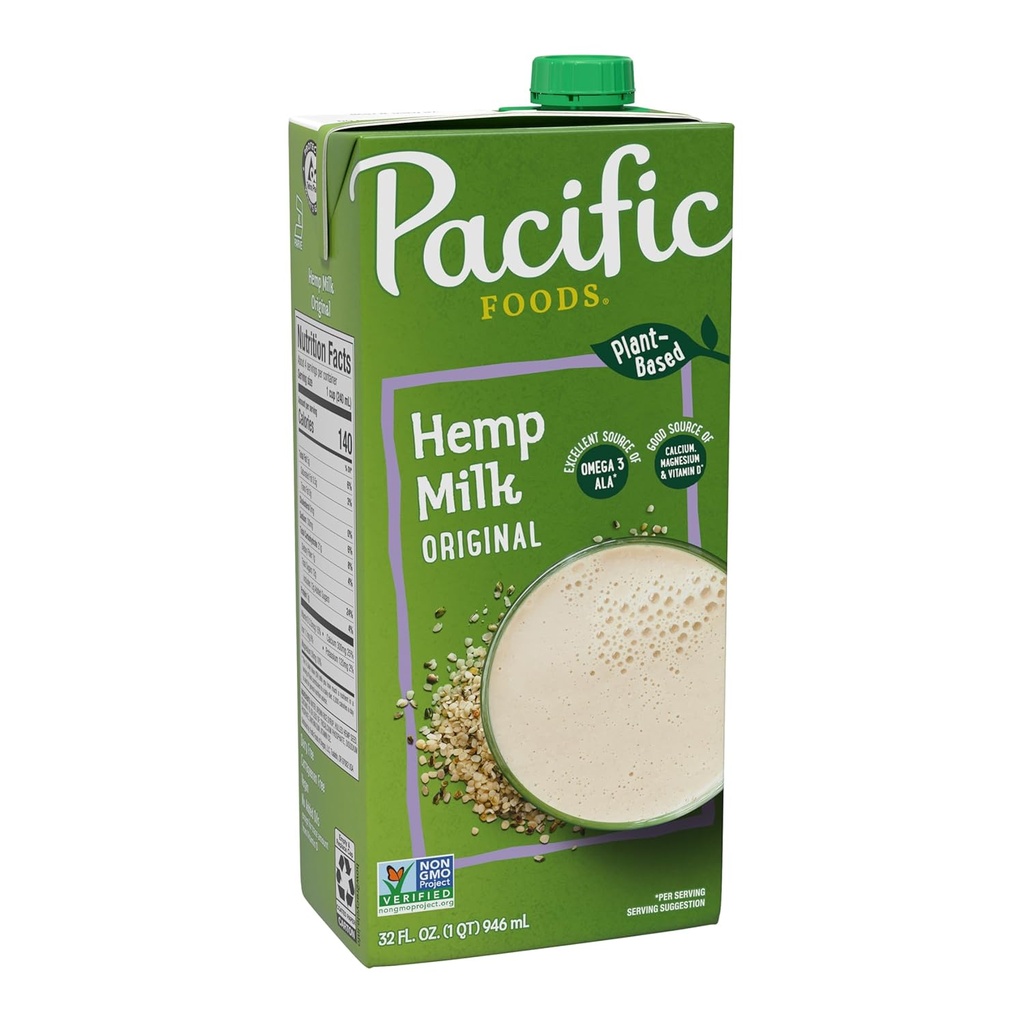 Pacific Foods Original cânhamo leite, planta baseada leite, 32 oz caixa