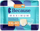 Eftersom Premium Maximum Plus Adult Incontinence och Postpartum Bladder Leak Underkläder för kvinnor, Maximal Absorbency, Disposable, Beige, XXLarge, 40 Count (4 Packs of 10)