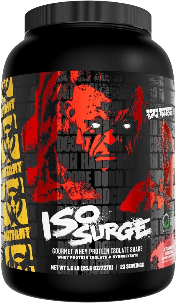 Mutáns ISO Surge Whey fehérje izolátum por Acts gyors, hogy segítsen visszaállítani, izom, tömeges és erő, 1,6 lb - Epres tejshake