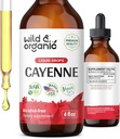 Wild & Organic Cayenne Pepper Tincture - Digestive Support med Capsaicin Extract - Cayenne Pepper Liquid Drops för övergripande välbefinnande - Vegan, Sugar & Alkoholfri - 4 fl oz
