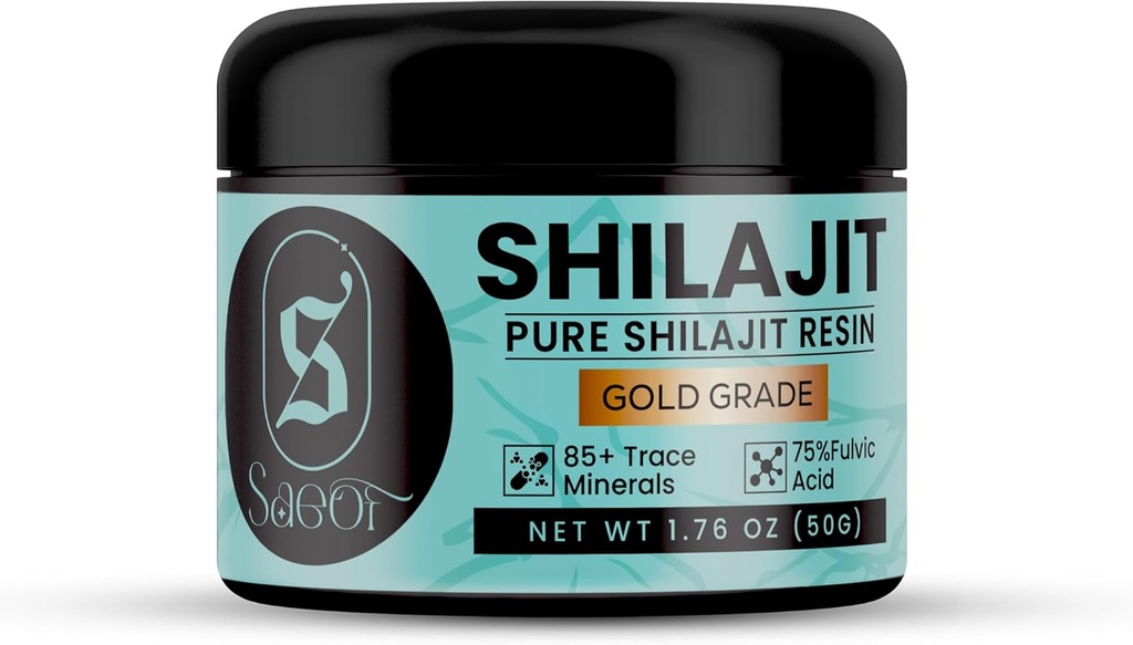 Organic Pure Himalayan Shilajit Resin Gold for Men & Women | 75% Fulvic Acid | 85+ Traced Minerals | Lab Tested | Energy Booster | Immune Support | 50 Grams