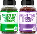 Green Tea Fat Burner Gummies (60 Count) - Appetite Suppressant Weight Loss Supplement and Night Time Fat Burner Gummies (60 Count) Weight Loss & Metabolism Supplement - Third Party Tested - USA Made