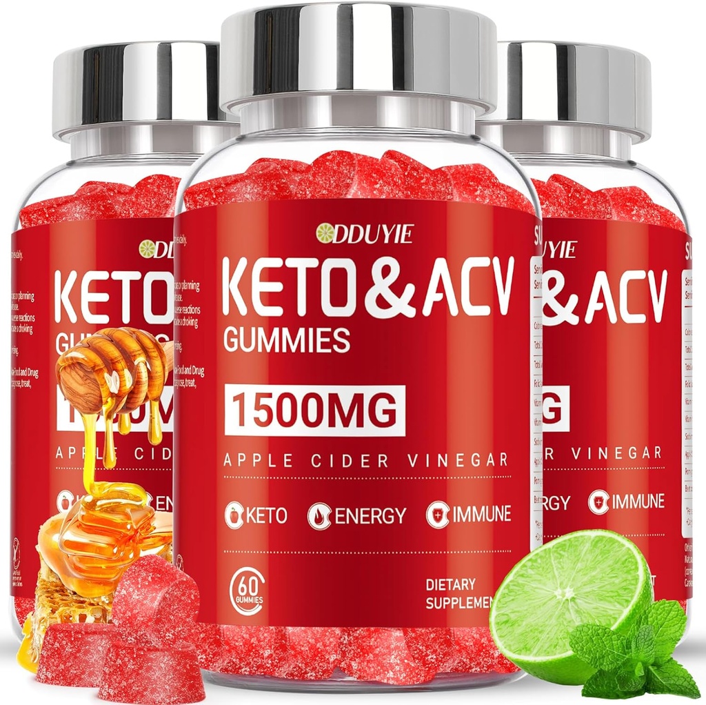 (3 Pack) Õunasiidri äädikakummid | Keto ACV Gummies for Supports Metabolism & Fat Burn with Vitamiin B6 & B12 | ACV Supplement | Sidruni mee maitse | 180 Vegan naistele ja meestele