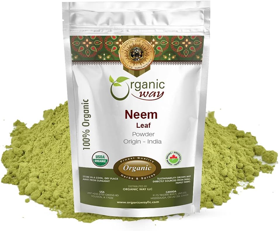 ORGANIC WAY Neem Leaf Powder | European Wild-Harvest | Organic & Kosher Certified | Non GMO & Gluten Free | USDA Certified | Origin - Indien (8 Oz (Pack 1))