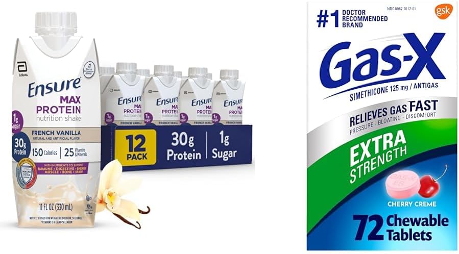 Assegureu- vos Max Protein Nutrition Shake amb 30g Protein & Gas-X Extra Barner Chewable Littlets amb Simteicone 125 mg, 72 Compte