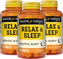 MASON NATURAL Relax & Sleep Dietary Herbal Supplement with Valerian Root & Passiflora Extract, 9 Bulan Supply, 3 Pack
