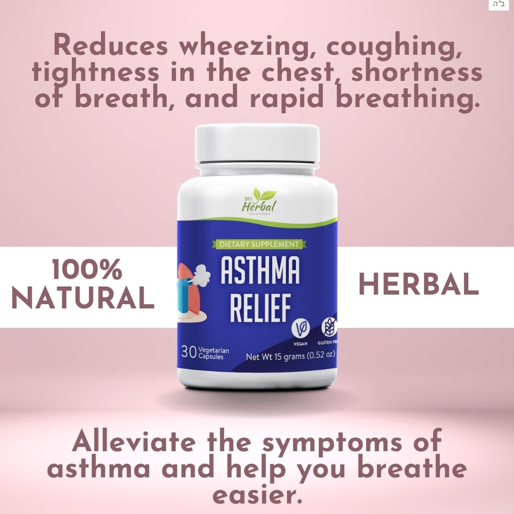 Astma Relief - Long Ondersteuning Supplement om te helpen bij het behoud van de algemene long en respiratoire gezondheid - 100% natuurlijke kruidensupplement