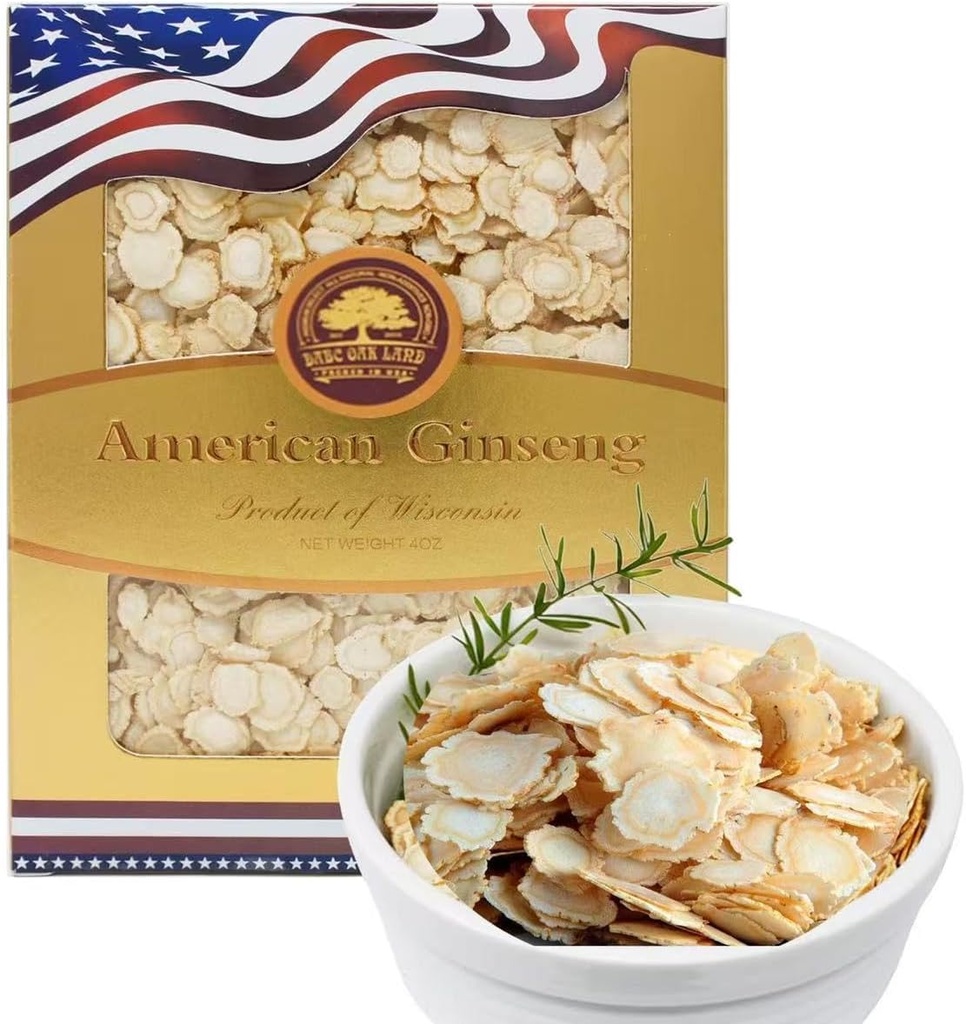 Американські Ginseng Slices з Wisconsin, DOL American Wisconsin Ginseng Slices Корінь для чаю, Енергетика для чоловіків жінок Mental Health Boosts Immunity, Gluten Free, 花旗參/西洋參 Малий круглий 1 коробка 4 Ounces