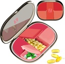 Napi Pill Case Organizer Pocket Pharmacy, Chrxbei Pill Container Case must Haves 5 Commodities, Portable Pill Splitter Holder Box Vitamin, Gyógyszer, Kiegészítés és Halolaj - piros