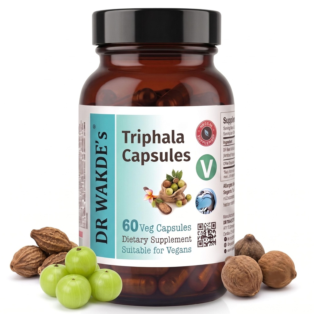 DR WAKDE'S Triphala Capsules (60 Veg Caps, Plant-Based Supplement, Ayurvedic Herb, All Natural, Vegan)