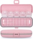 Naturetouch Pill Organizer, 7 Compartments Pill Box Portable Travel Medicine Organizer för Purse eller Pocket 7 Day Pill Dispenser Storage Case med Lock för Vitamin Medication Fish Oil Supplements Pink