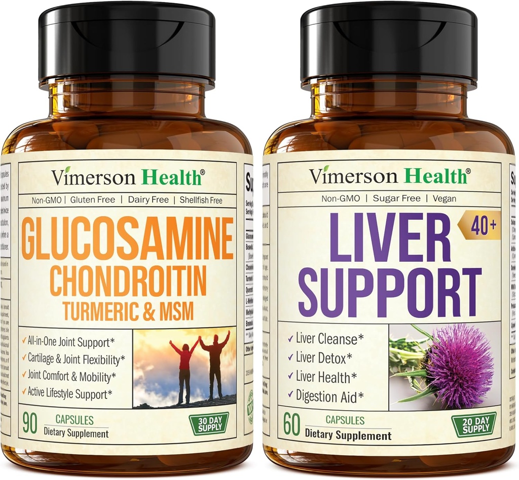 Glukosamiini Chondroitin MSM Turmeric Boswellia & Liver Cleanse Detox & Korjaa 40+ Liver Supplement 50% Silymarin Milk Thistle Extract Joint ja maksan tuki