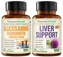 Vimerson Health Glucosamine Chondroitin MSM with Turmeric Boswellia & Liver Cleanse Detox & Repair 40+ Liver Supplement with 50% Silymarin Milk Thistle Extract for Joint and Liver Support