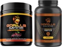 Gorilla Mind Pre Workout (Cherry) + Premium Whey Protein (Chocolate) - Comprehensive Stack untuk Hasil Kerja Maksimum