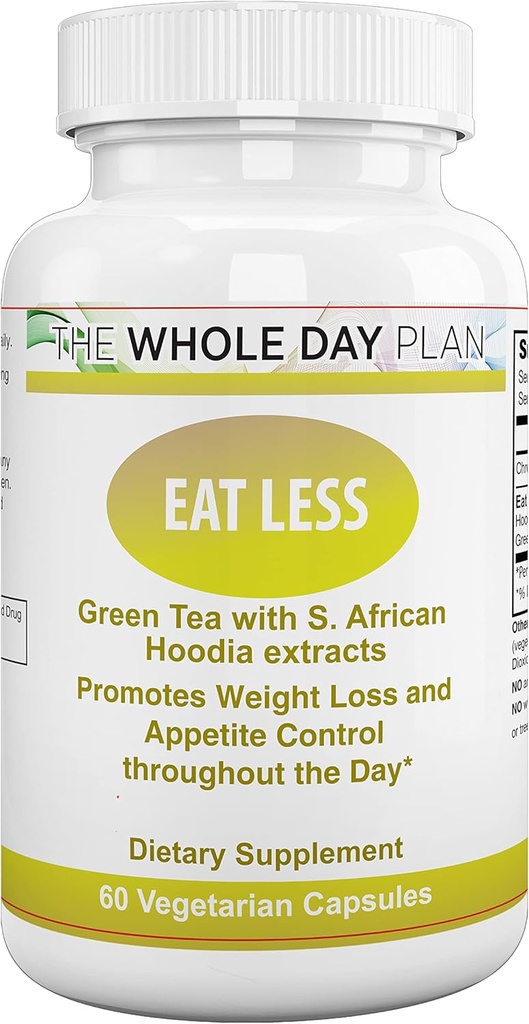 The WHOLE DAY Plan EAT Less - Weight Loss Pills for Women and Men That Works Fast - Appetite Suppressionant Fat Burning supplements, 60 Capsules, Made in USA