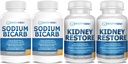 Sodium Bicarbonate 650mg Capsules for Acid Relief, Alkalinity 120 Pills 2-Pack + Kidney Restore Kidney Cleanse and Kidney Health Supplement, 60 caps - 2 Pack