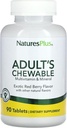 Natures Plus Adult's Chewable Multiвитамини - 90 Вегетариански таблетки - Екзотични червени суперплодове Аромат - Natural Whole Foods Допълнение за цялостно здраве, енергия - Gluten-Free - 90 Сервис