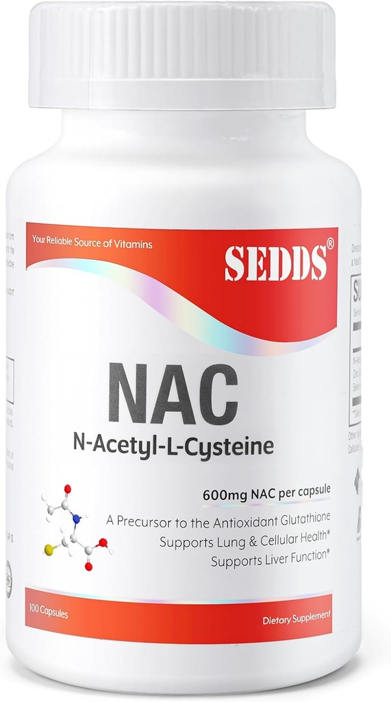 N-Acetyl Cysteine (NAC) 600mg, 100 Veg Capsules - 非 GMO, Gluten Free 的补编