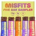 Misfits Vegan Protein Bars - Aktualisierte Rezept | Plant Based, Low Sugar & Carb, High Fiber Snacks | Variety Sample Pack, um die Flavors | Pack von 5 (1 von jeder Geschmack)