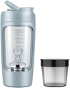 Electric Portable Protein Shaker Bottle för Smooth Blends | w / GRATIS PROTEIN POWDER CUP | Premium Bottle Made från Tritan - BPA Free | 650 ml | Uppladdningsbar | för GYM & Sports Enthusiast. (Baby Blue)