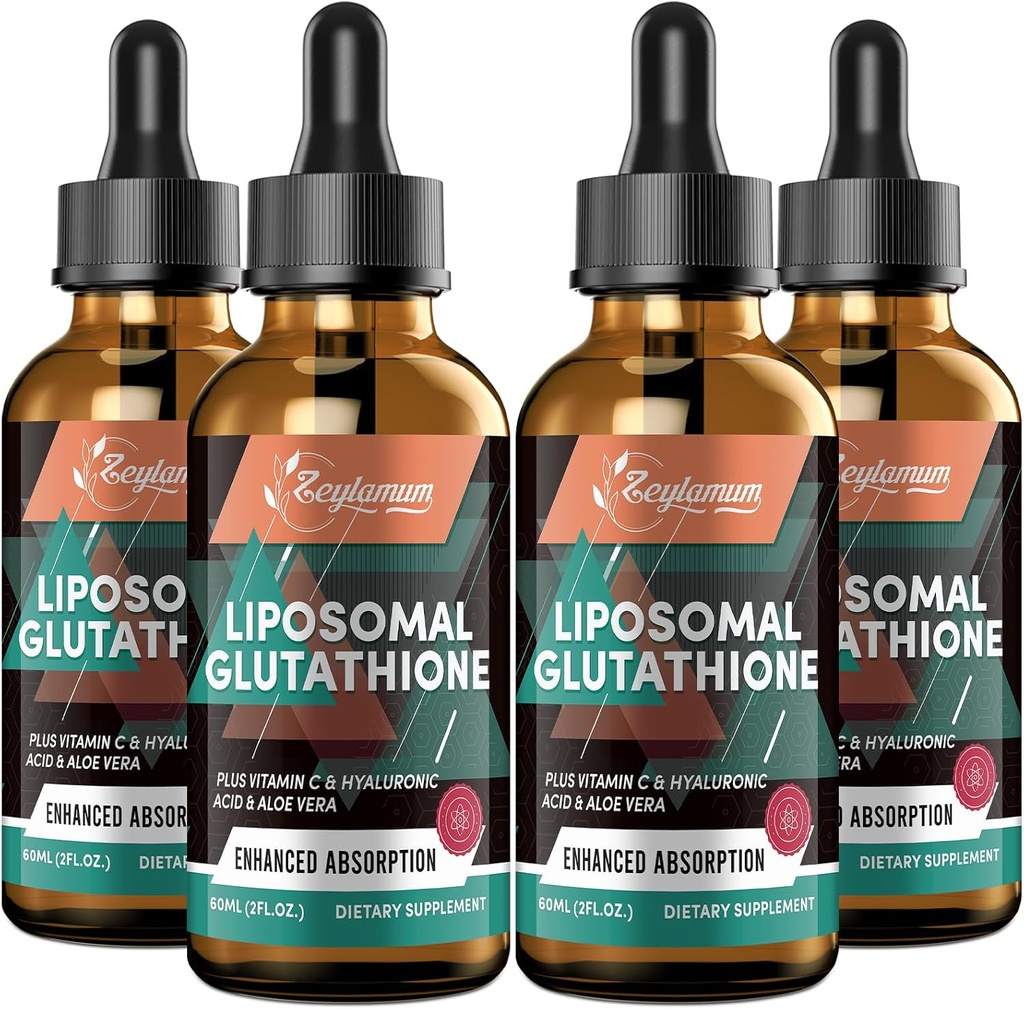 2000MG Liposomal Glutathione Liquid Drops, Ultra High Absorption, Natural Detoxification, Immune System & Skin Supprot*, L-Glutathione, Vitamin C & Hyaluronic Acid, Capsules Alternative, 8.08 OZ
