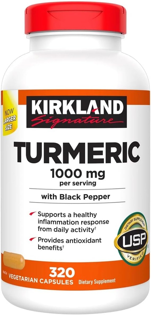 Kirkland-i aláírású kurkuma fekete borssal, 1000mg (320 gróf)