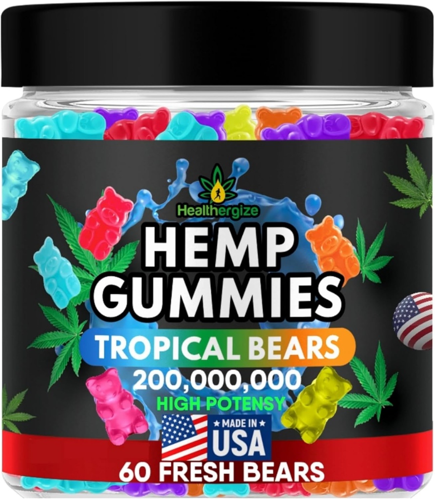 Hemp Gummies Natural Relief, High Potency Gummy Bear Edibles, Peace and Relaxation, Bedtime Support, Omega 3 6 9 Oil for Sleep-Made в САЩ