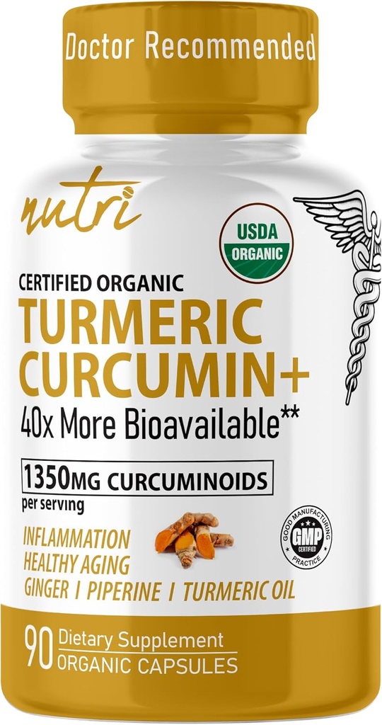 Chương trình hỗ trợ sinh học Fusions Nutri bao gồm 1425mmg - 40x More Biovailable - 95% Curcuminoids - Turmeric Curcumin với tiêu đen, Ginger & Turmeric Oil - Phụ phí