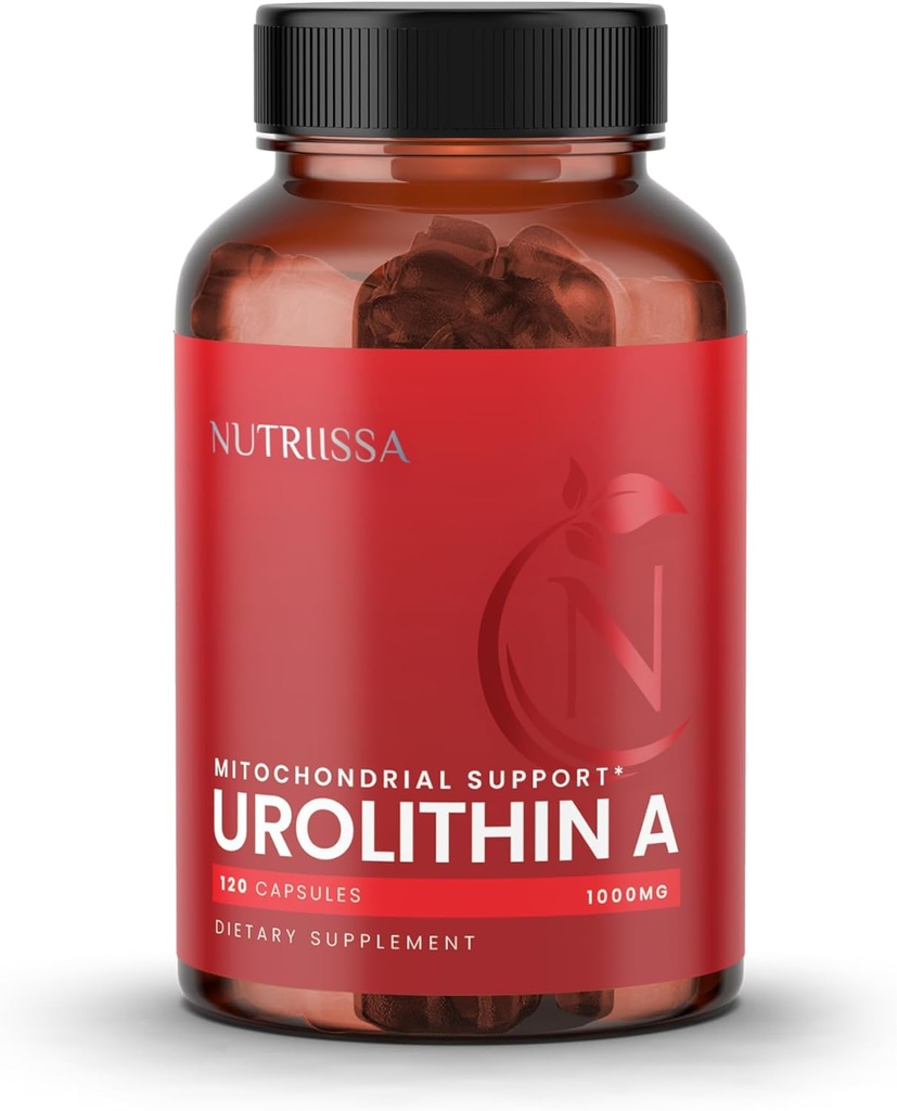 Nutriissa Urolithin A 1000mg - Napredno celično pomlajevanje, mišična moč - EPEB Certified for Purity & Potency - Vegan, 120 kapsul