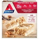 Atkins Vanilla Pecan Crisp Protein Meal Bar, High Fiber, 1g Sugar, 4g Net Carb Meal Replacement, Keto Friendly, 5 Count