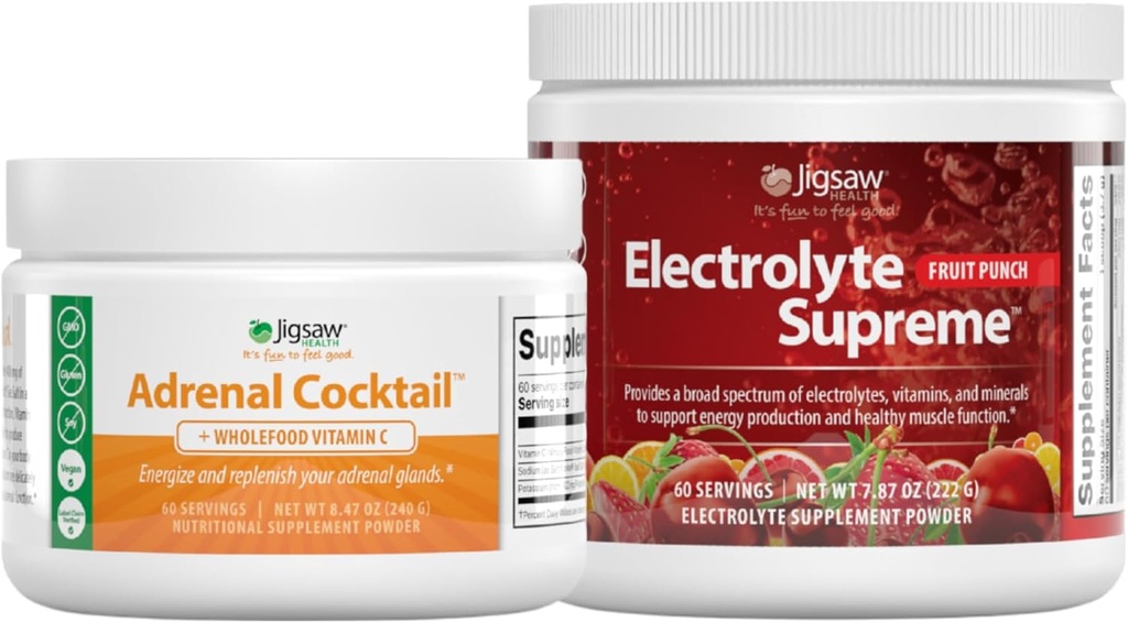 Jigsaw Health Bundle | Адренальский коктейль, 60 сервий (Jar) и Electrolye Supreme (Fruit Punch), 60 сервий (Jar)