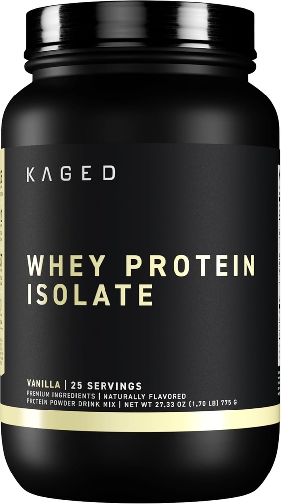 Kaged Whey Protein Isolate Powder Vanilla 100% Pure Low Lactose Whey Post Workout Inddrivelse Drink understøtter Muscle- Building 25g pr Servering 41 Servering