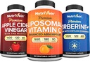 Nutrivein Premium Berberine, Apple Cider Vinegar, & Liposoal Vimmum suplementari: alta aviació C Capules, ACV Capules, & Berberine suplementari per a la bondat i Imunity