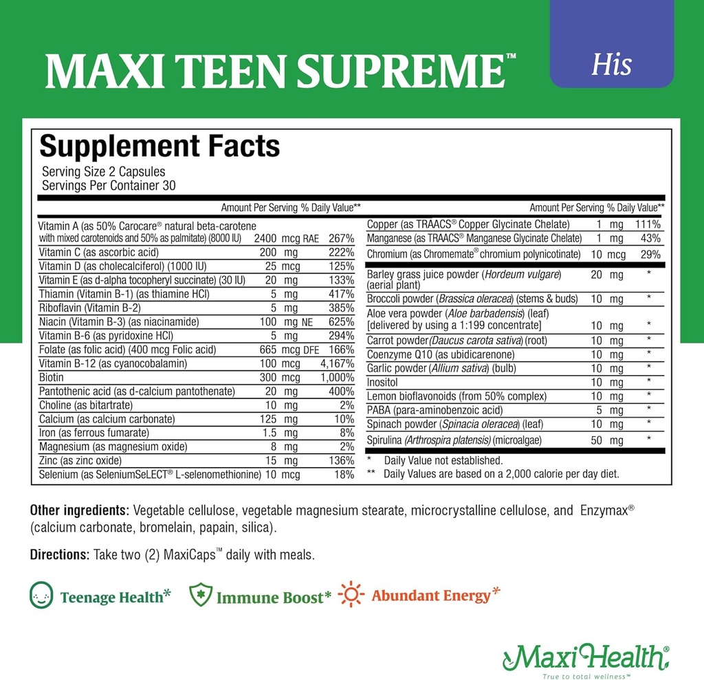 Girls & Boys Multivitamin Bundle with D3, Iron, Calcium, Biotin, Digestive Enzymes - Multi Vitamin for Energy, Inmune & Mood Support - 60 Count each