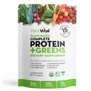 Plantvital Organic Unflavored Protein Powder Vegan - 15 Superfoods - 16oz | 24g Protein, 0g Sugar, Greens, Probiotics & BCAAs - Plant Based, Non-GMO, Gluten Free, 14 Servings, Supports Muscle Growth