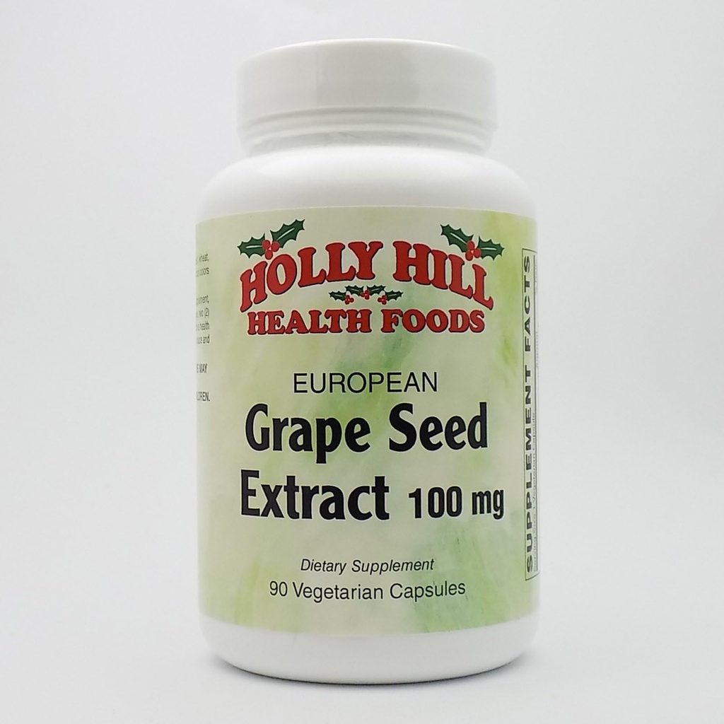 Holly Hill Health Foods, Evropski izvleček grozdnih semen 100 MG, 90 kapsul