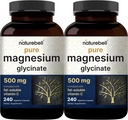 Čistá magnesium- glycinát 500 mg s rozpustným vitaminem C, 480 Veggie Kapsle (2 balení) 124; dodatek pro svalovinu, enzym, a srdeční podpora * - 100% Česaná a vyčištěná - Non- GMO, Filler zdarma