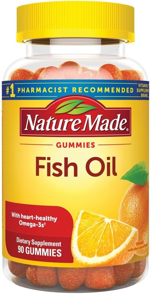 Fish Oil Gummies, 90 Softgels, dengan Heart-Healthy Omega 3s 57 mg, di Strawberry, Lemon, & Orange