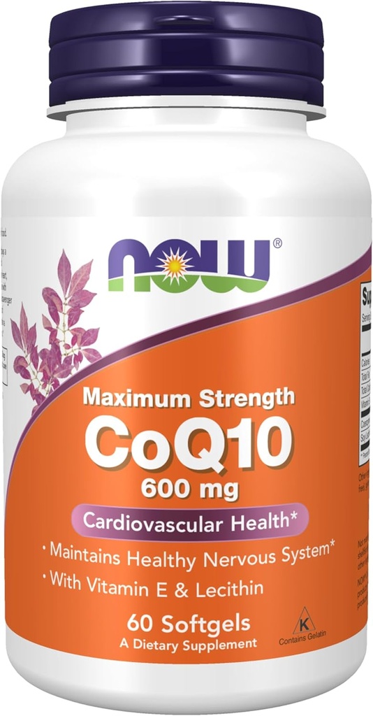 NU voedingssupplementen, CoQ10 600 mg, maximale sterkte met vitamine E & Lecithin, 60 Softgels