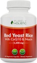 Rice de levadura roja 1200mg con CoQ10 Suplemento &amp; Niacina libre 120 cápsulas vegetarianas de fuerza adicional - Advanced Healthy Heart Formula - No irradiado, Citrinin Gratis