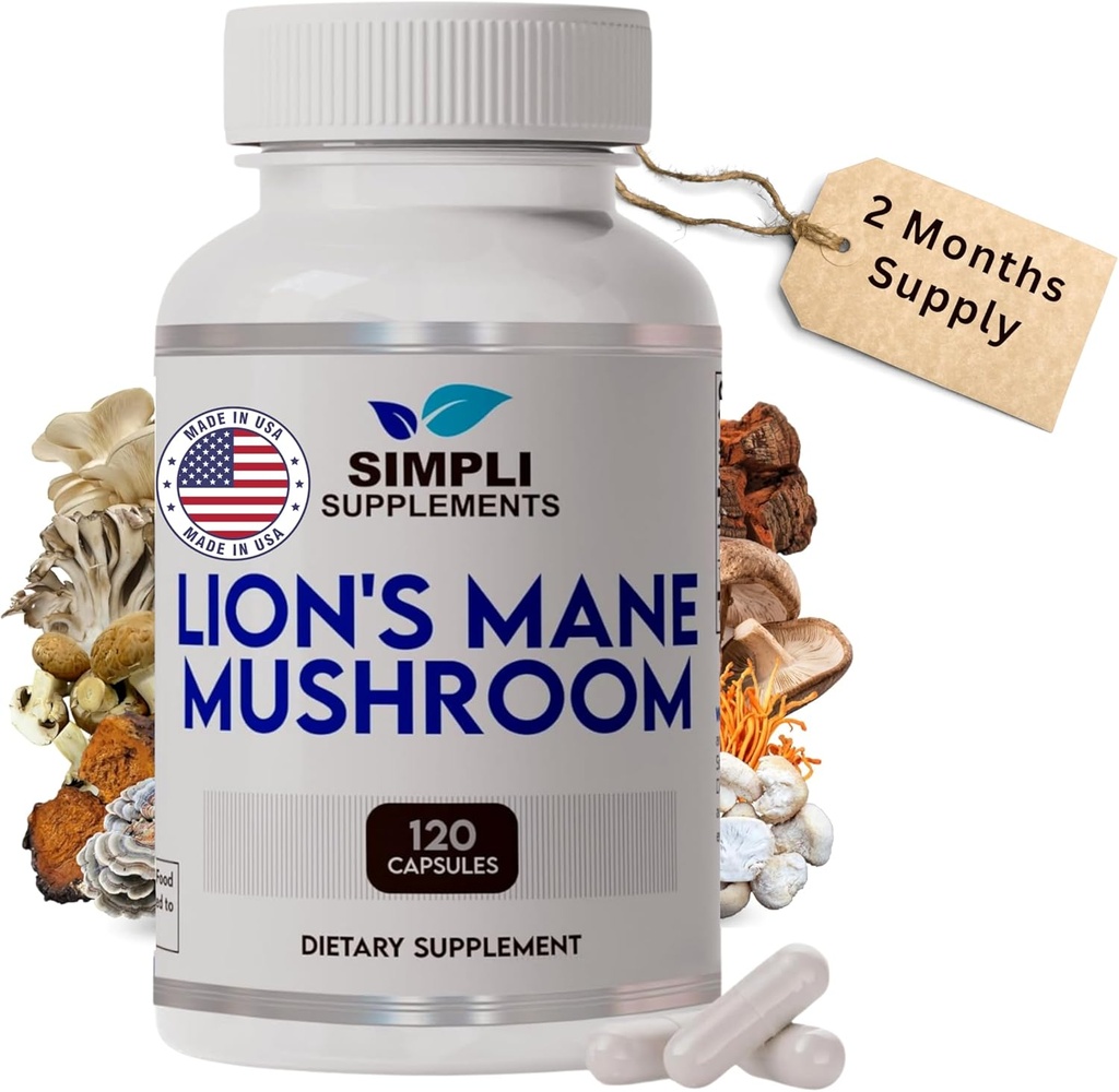 Lion's Mane Mushroom Capsles    готварска машина за органични изкуствени гъби Lions Mane Powder Appliment for Cognitive Function & Informal Support . . . . . . .