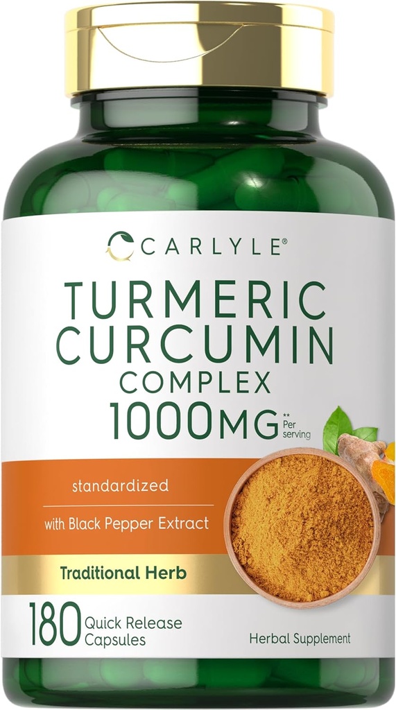 Liberle Turmeric Curcumin negre Pepper 1000mg, 2001-200 Capsule complex suplementari per l'Envident no-GMO, Guten Free