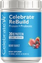 Probiotics & Prebiyotiks ilə Vitaminlər Rebuild Protein Toz - 20g Whey Isolate Protein, High Fiber, Post Bariatric Cerrahi Hastaları üçün - Berry Burst (15 Xidmət)